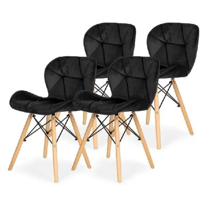 Set trpezarijskih plišanih stolica 4 kom Freja crna Lemon 25-KS011SET